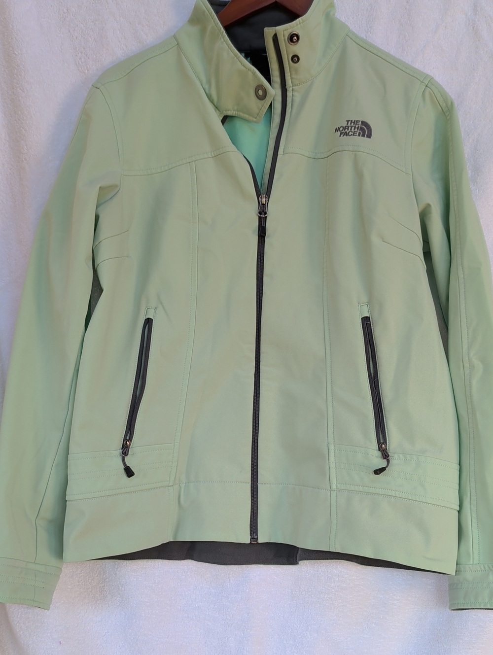 North Face Storm Collar Softshell Jacket Mint Green with gray contrast